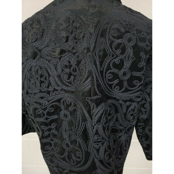 NWOT Nanette Lepore Take A Chance Embroidered Black Velvet Jacket Blazer M - Picture 5 of 12